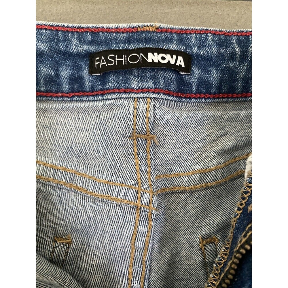 FASHION NOVA Jeans Womens 3 26 x 31 Blue‎ High Rise Straight Distress Raw Hem - Picture 7 of 14